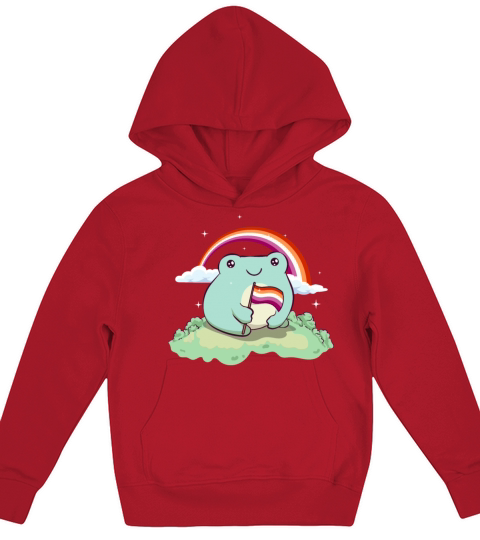 Lesbian Pride Flag Cute Frog Subtle LGBTQ Kids Hoodie