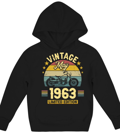 May 1963 60 Years Old Vintage 60th Birthday Kids Hoodie
