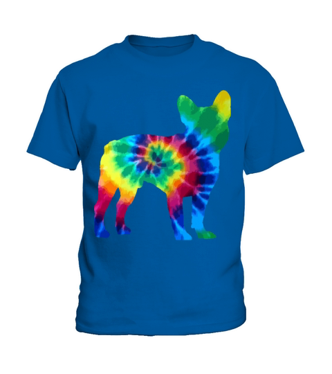 French Bulldog Tie Dye Vintage Hippie Dog Mom Dad Kids T-Shirt
