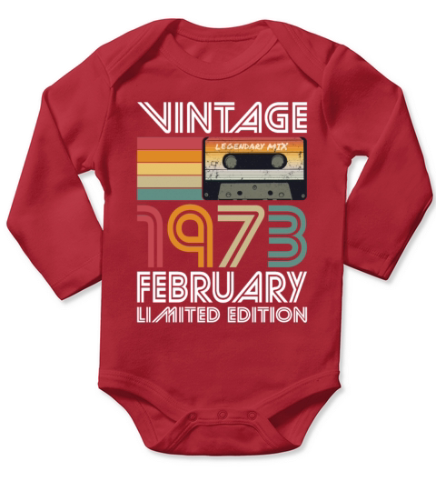 50th birthday february 1973 vintage 1973 Long Sleeve Baby One-Piece