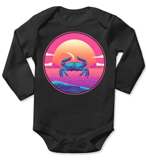 80s 90s Crab Lovers Vintage Long Sleeve Baby One-Piece