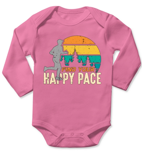 Trail Running Find Your Happy Pace Retro Running Long Sleeve Baby One-Piece
