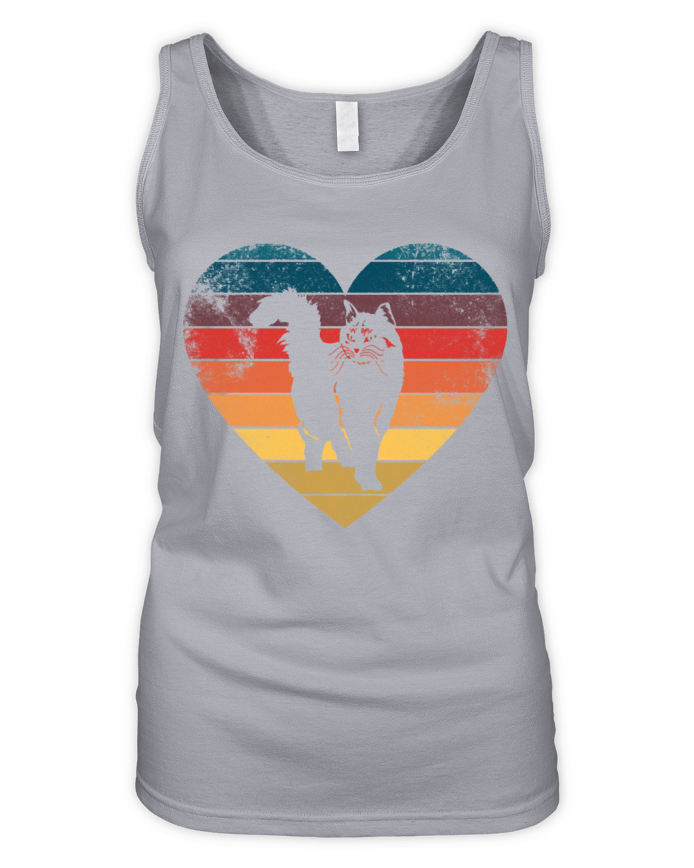 Funny Cat Heart Retro Vintage Cool For Cat Lover Organic Women's Tank Top
