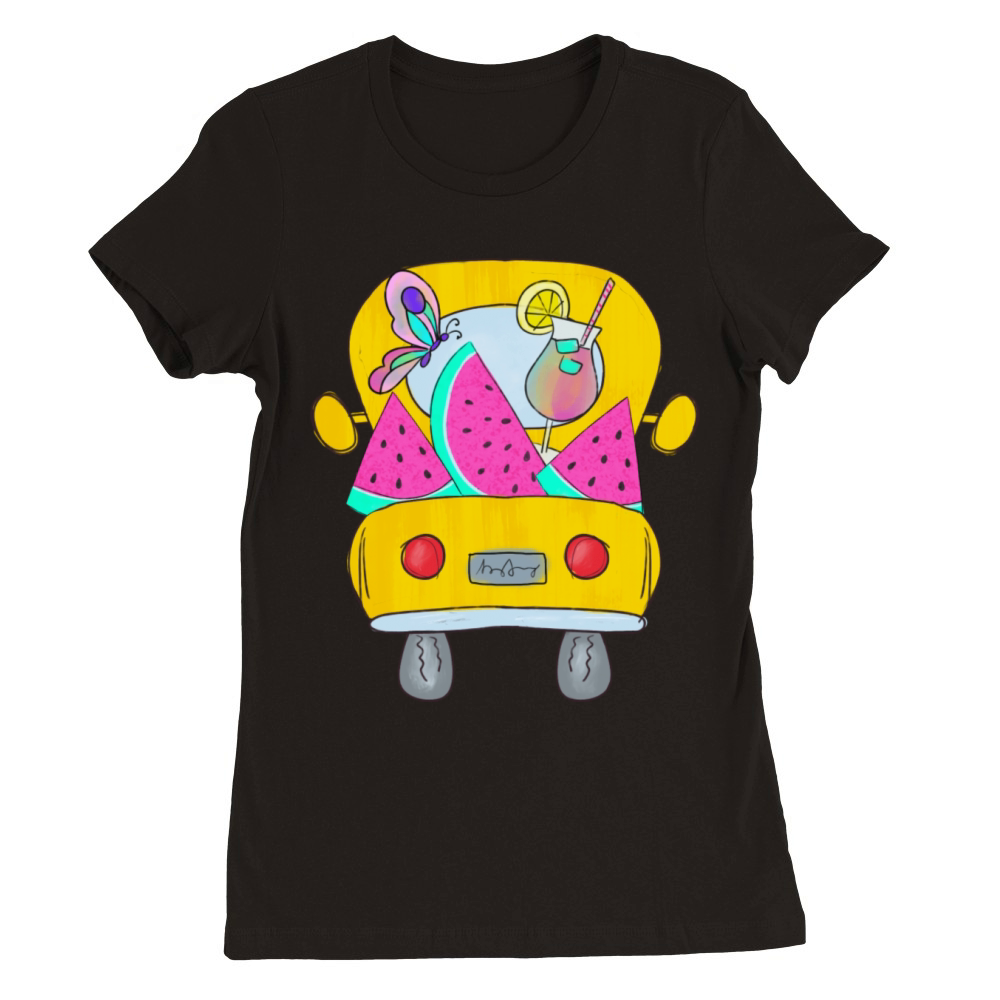 Vintage Truck With Watermelon Premium Womens Crewneck T-shirt