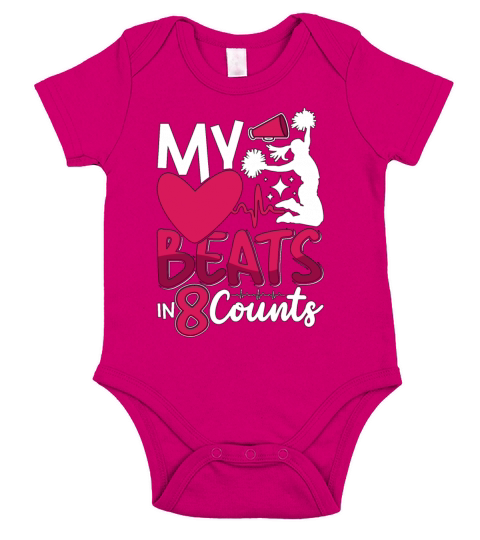 Cheerleading My Heart Beats in 8 Counts Cheering Short Sleeve Baby One-Piece