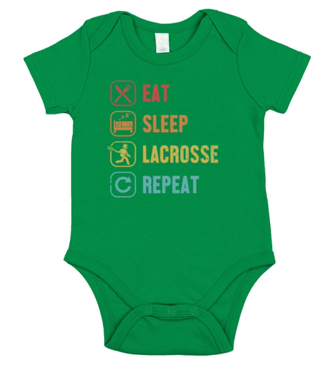 Eat Sleep Lacrosse Repeat Fan Mom Goalie Lax Short Sleeve Baby One-Piece