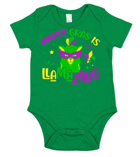 Mardi Gras Is Llamazing Gift For Kids Short Sleeve Baby One-Piece