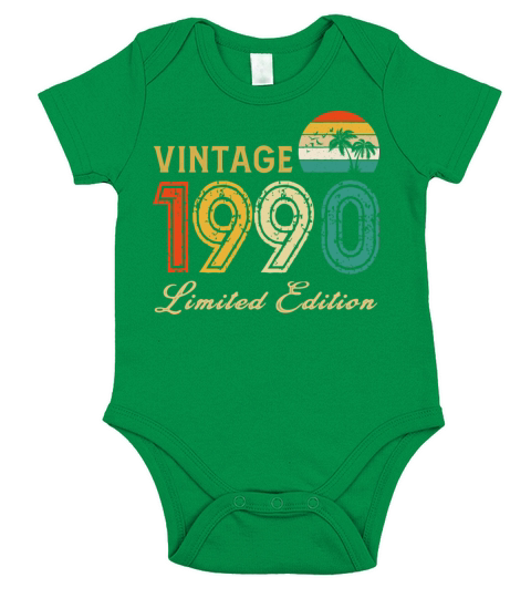 Vintage 1990 Limited Edition Made In 1990 Birthday Short Sleeve Baby One-Piece