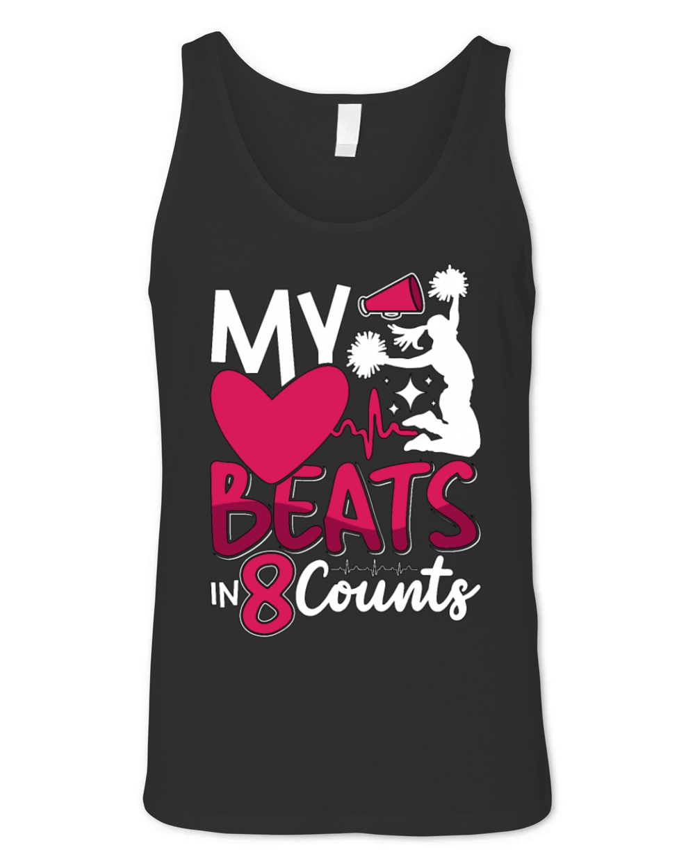 Cheerleading My Heart Beats in 8 Counts Cheering Unisex Jersey Tank
