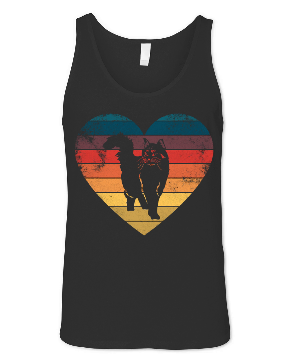 Funny Cat Heart Retro Vintage Cool For Cat Lover Unisex Jersey Tank