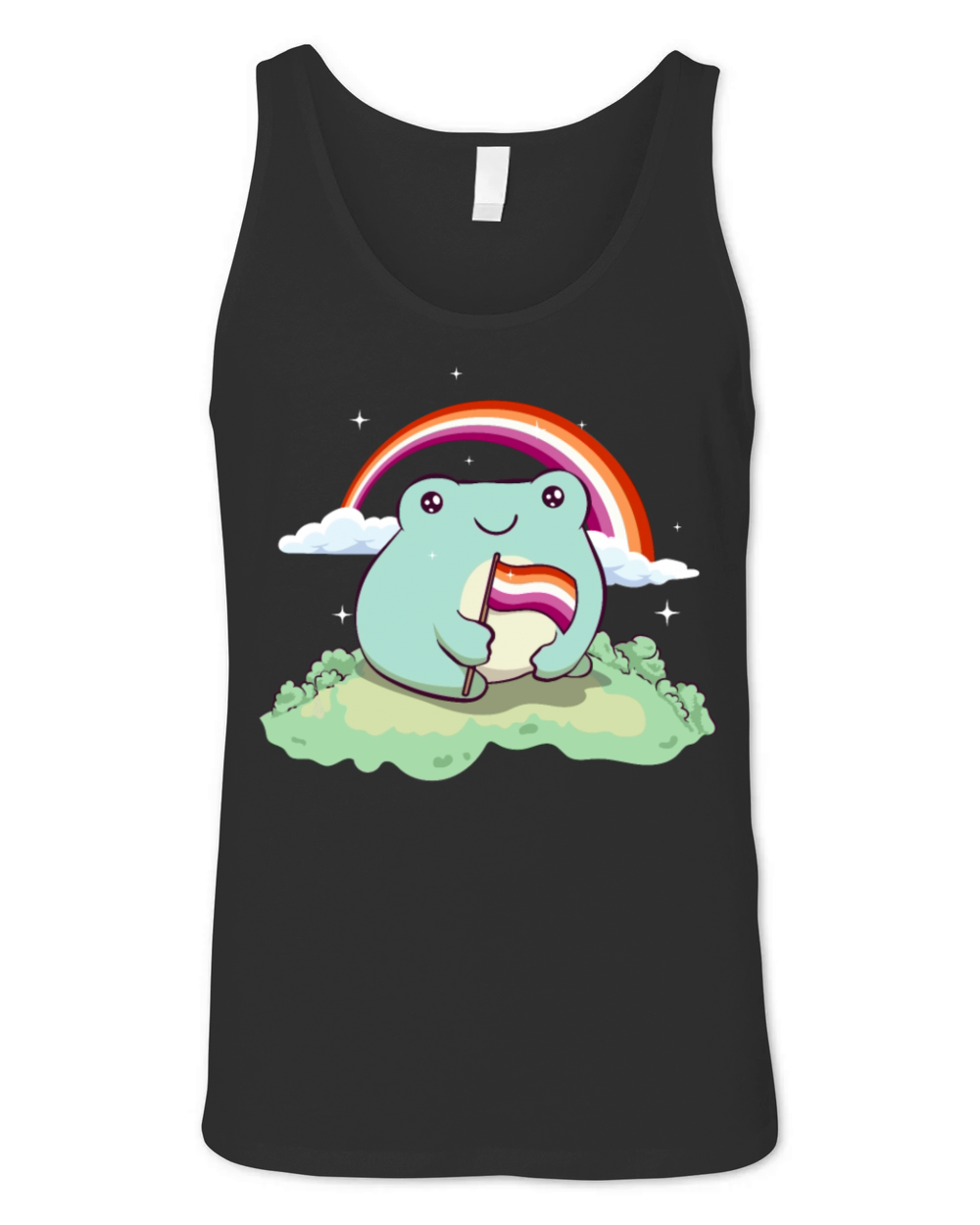 Lesbian Pride Flag Cute Frog Subtle LGBTQ Unisex Jersey Tank