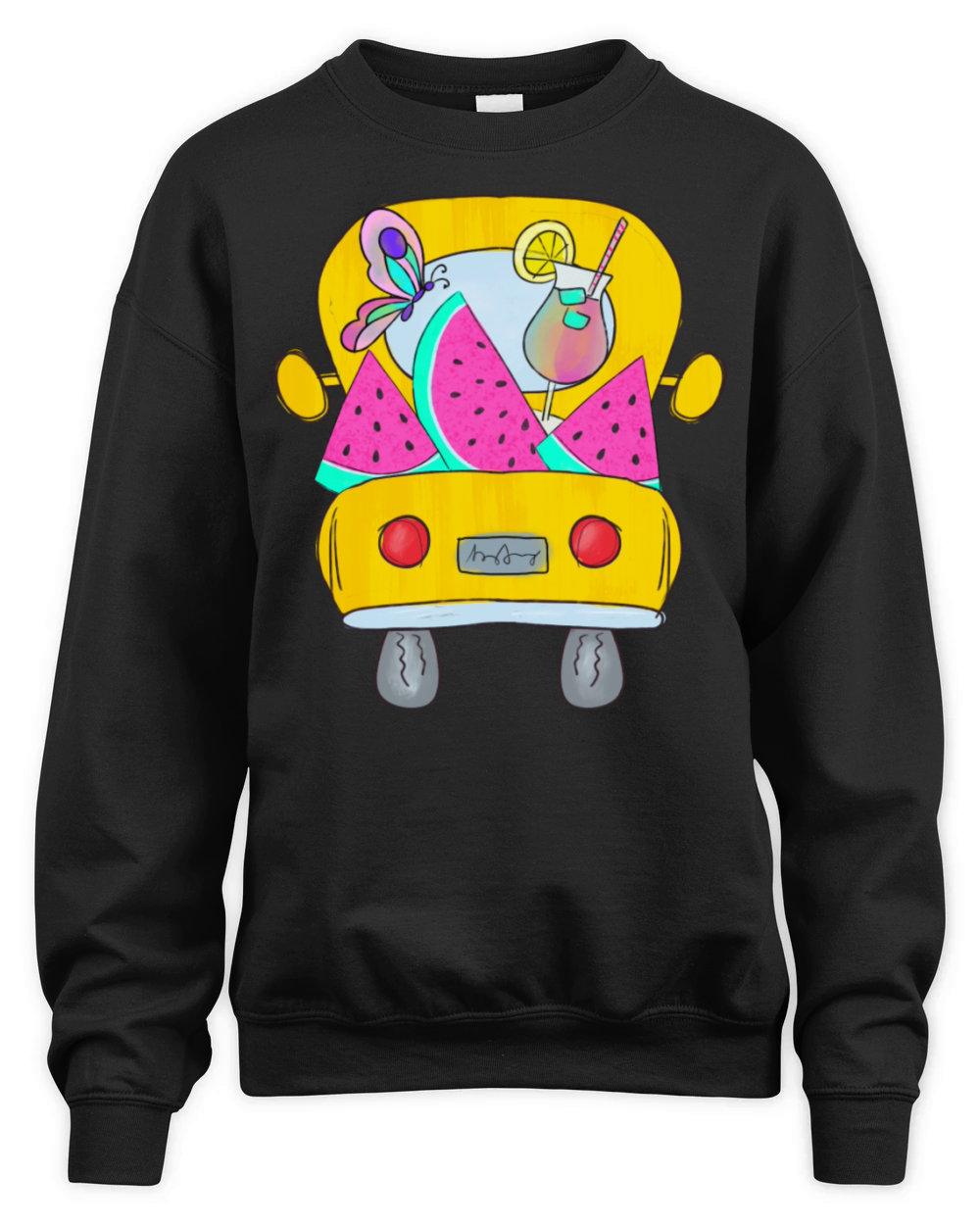 Vintage Truck With Watermelon Unisex Premium Crewneck Sweatshirt