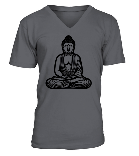 Deep Meditation Buddha Portrait Spiritual Nature V-Neck T-shirt