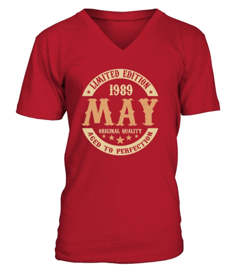 May 1989 Vintage Birthday Present V-Neck T-shirt