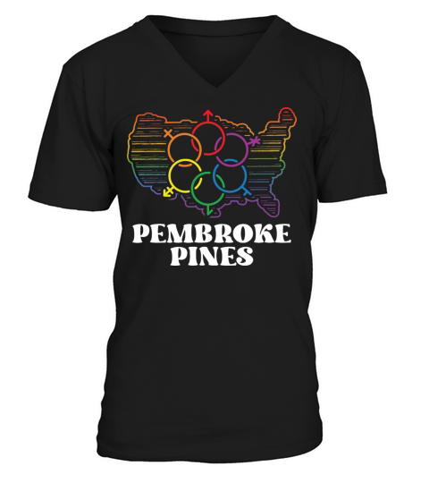 Pembroke Pines Pride Flag Pride Month LGBTQ Flag V-Neck T-shirt