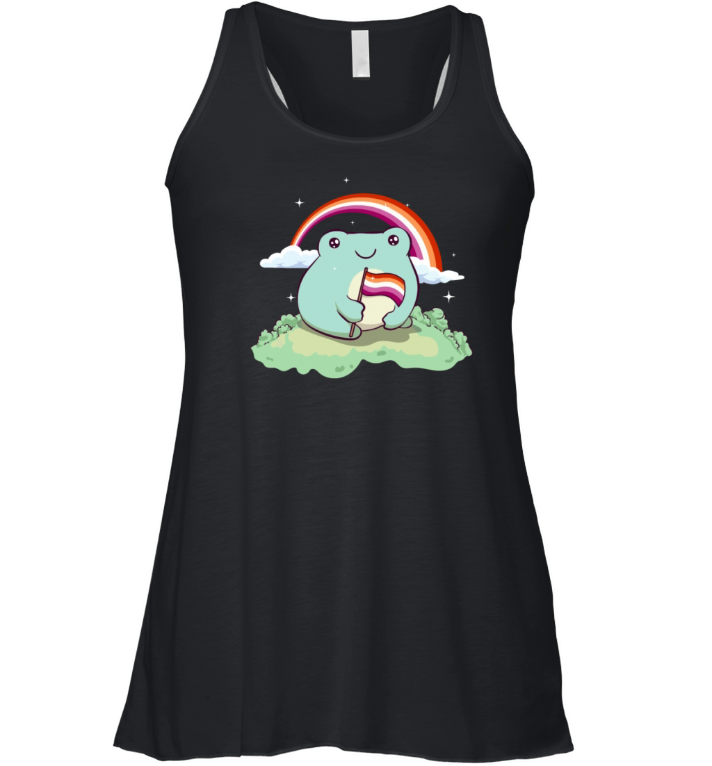 Lesbian Pride Flag Cute Frog Subtle LGBTQ Women's Flowy Tank Top