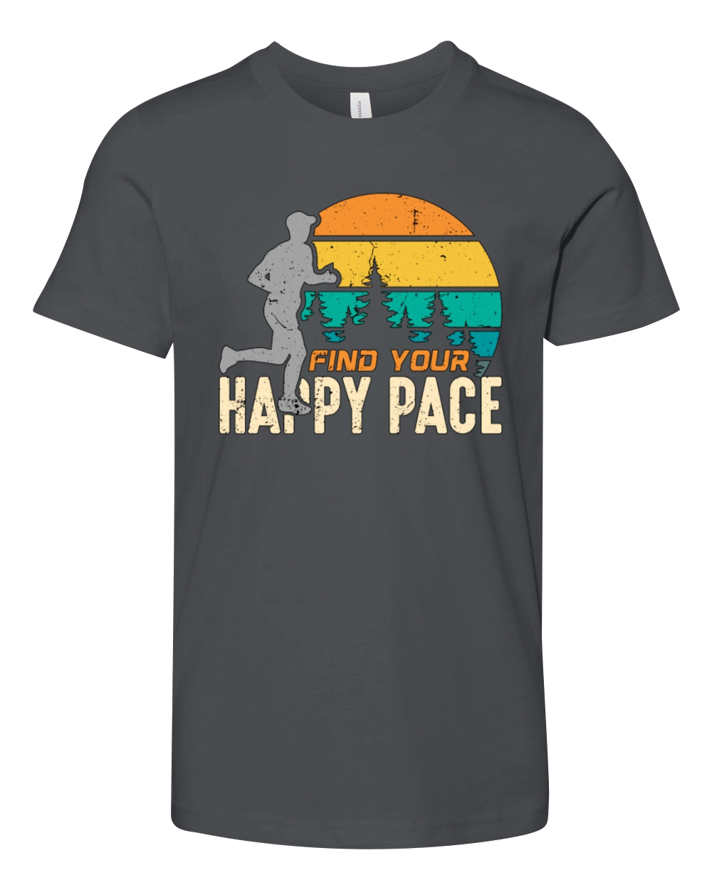 Trail Running Find Your Happy Pace Retro Running Youth Unisex Jersey Tee