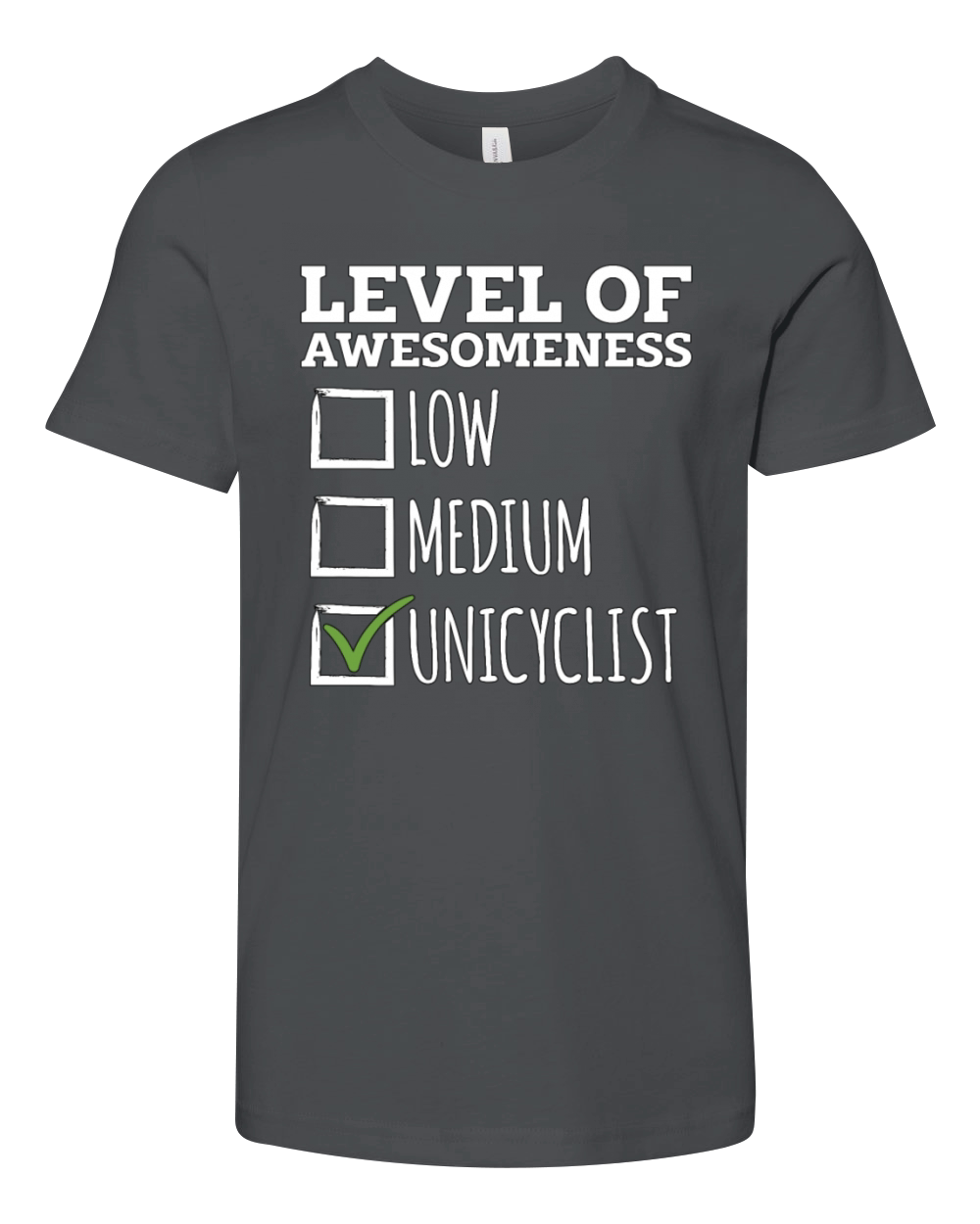 Unicycle Level Of Awesomeness Bicycle Unicyclist Youth Unisex Jersey Tee