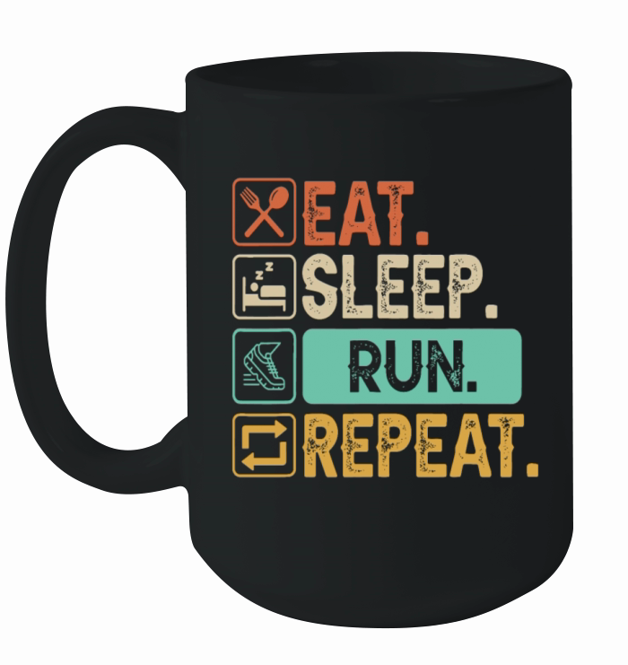 Funny Running Runner - Vintage Retro Eat Sleep Run Ceramic Mug