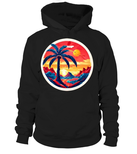 Vintage Beach Landscape Colorful Hoodie Unisex