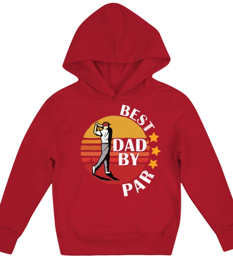 Best Dad By Par Retro Vintage Fathers Day Golf Kids Hoodie