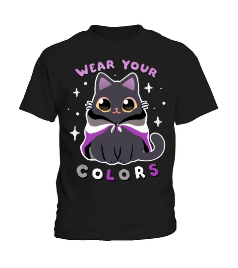 Asexual Lgbt Pride Cat Kawaii Rainbow Kitty Wear Kids T-Shirt