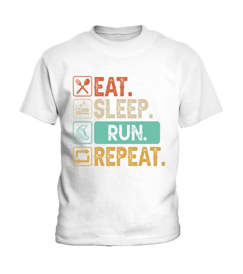 Funny Running Runner - Vintage Retro Eat Sleep Run Kids T-Shirt