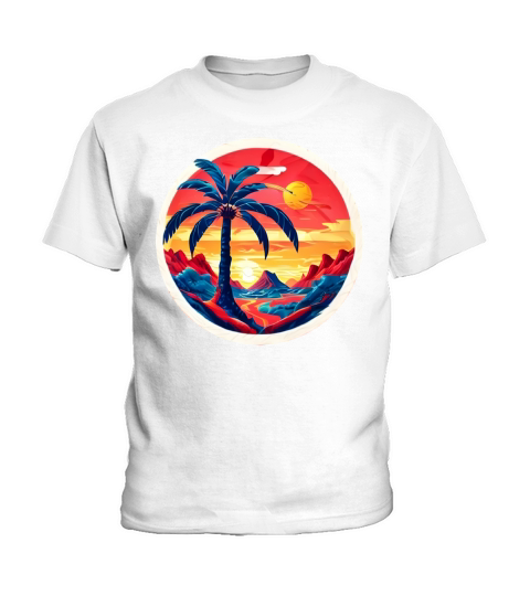 Vintage Beach Landscape Colorful Kids T-Shirt