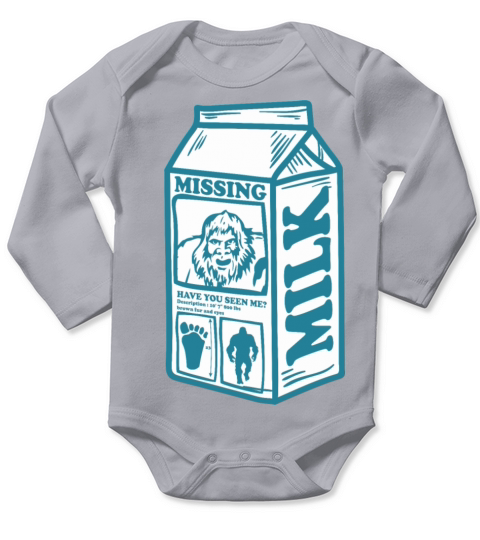 Funny Vintage Missing Bigfoot Carton Milk Long Sleeve Baby One-Piece