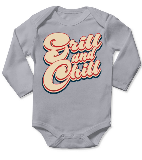 Grill and Chill Patriotic 4th of July Vintage Long Sleeve Baby One-Piece