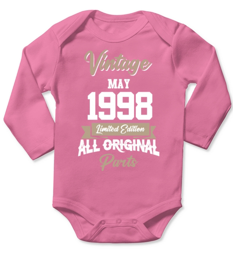 May 1998 Vintage Birthday Present Long Sleeve Baby One-Piece