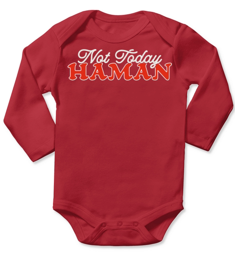 Not Today Haman Purim Judaism Long Sleeve Baby One-Piece