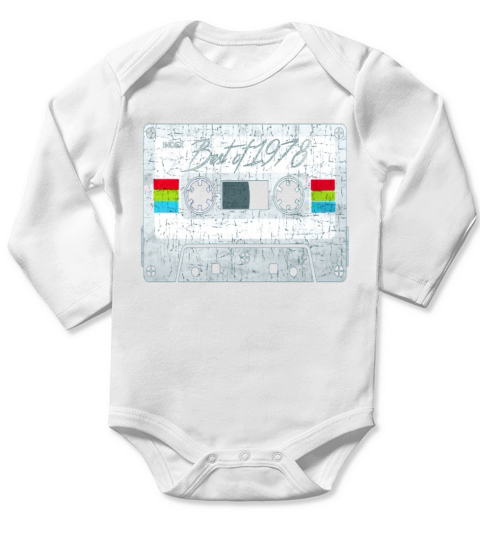 Vintage Best of 1978 70s mix tape cassette funny Long Sleeve Baby One-Piece