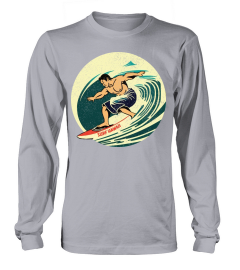 Distressed Vintage Hawaii Surf Label Long sleeved Unisex
