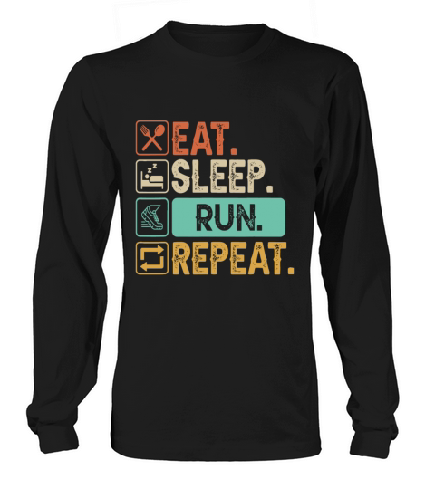 Funny Running Runner - Vintage Retro Eat Sleep Run Long sleeved Unisex