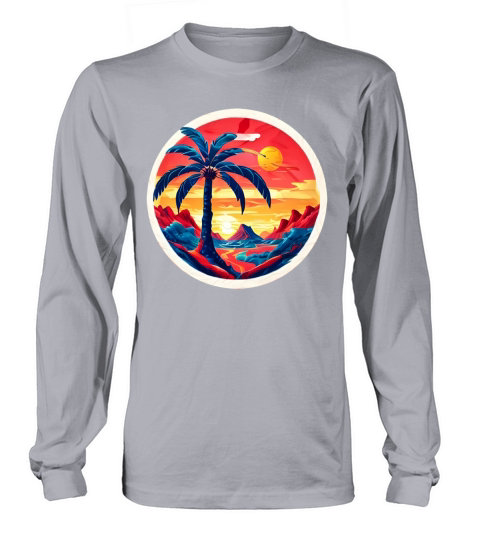 Vintage Beach Landscape Colorful Long sleeved Unisex