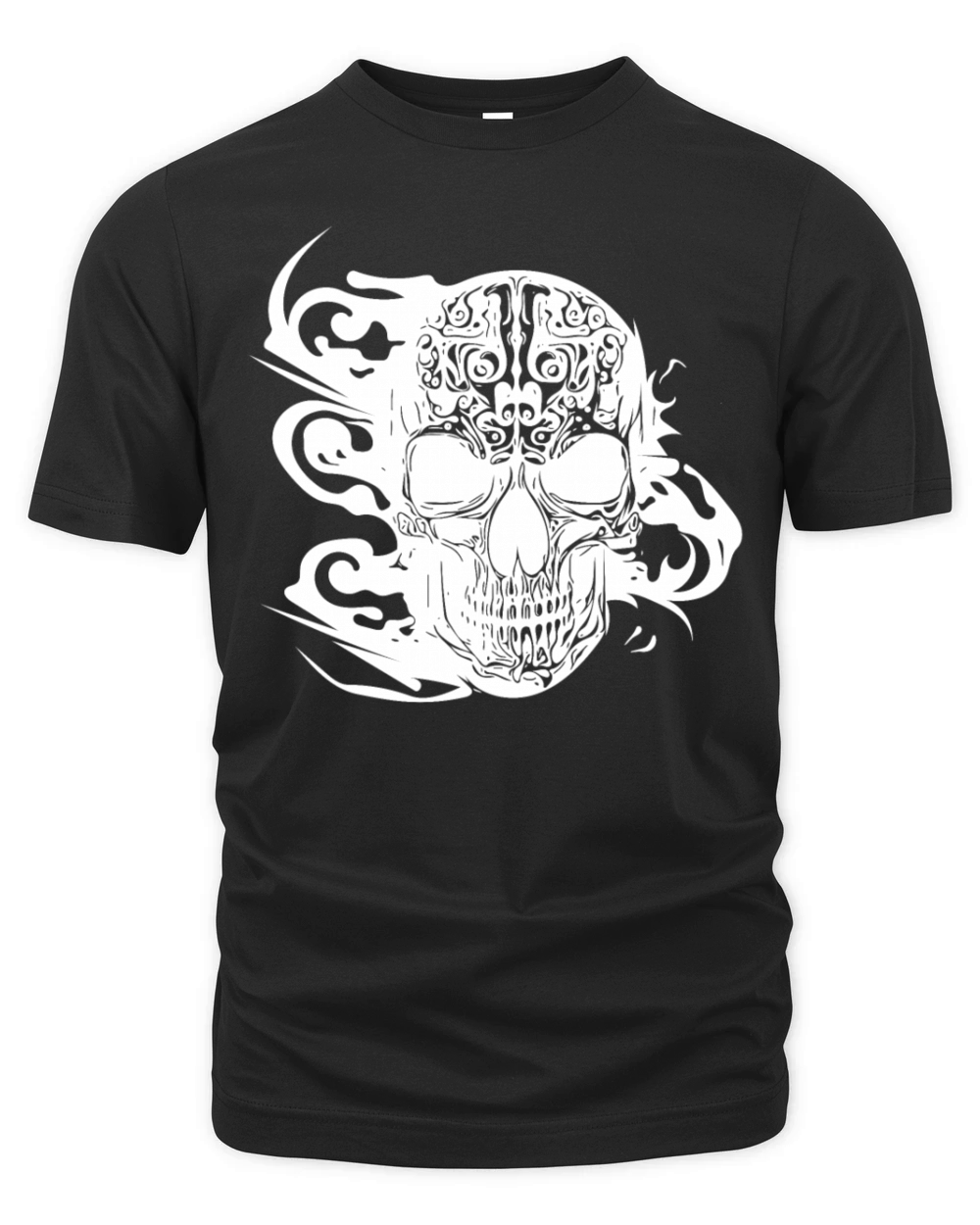 Burning Grinning Tattoo Skull Organic Unisex T-shirt