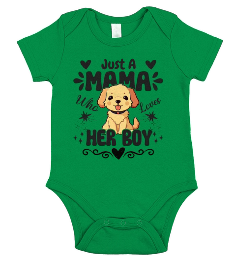 Just a mama who loves her boy - Funny Quote Short Sleeve Baby One-Piece