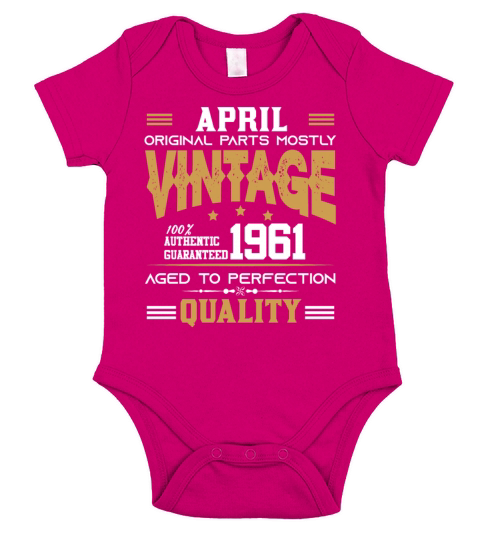 Vintage Aged To Perfection April 1961 Short Sleeve Baby One-Piece
