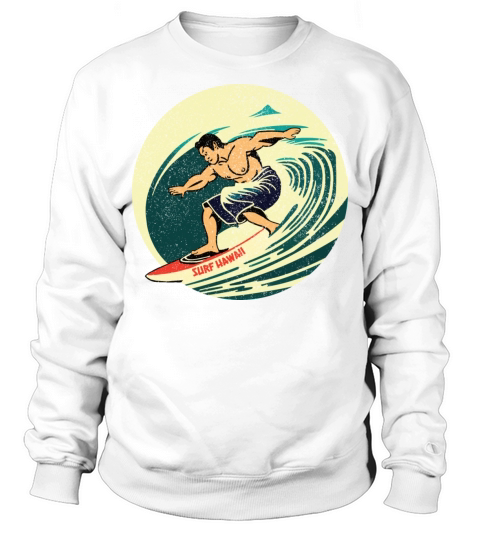 Distressed Vintage Hawaii Surf Label Sweatshirt Unisex