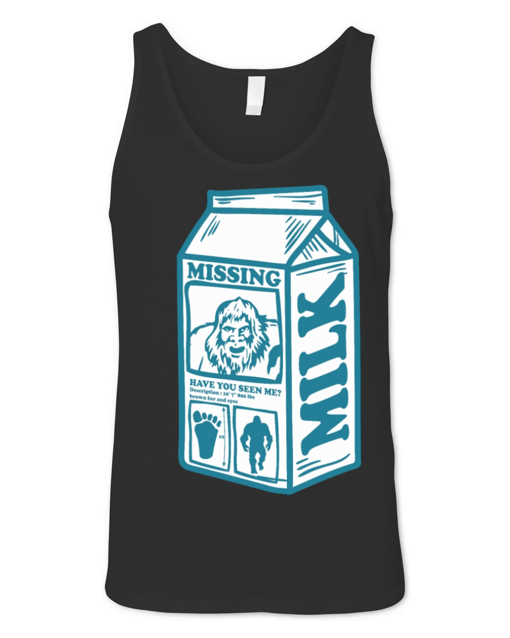 Funny Vintage Missing Bigfoot Carton Milk Unisex Jersey Tank