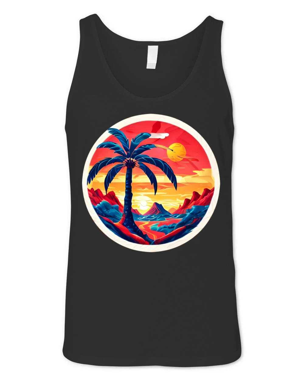Vintage Beach Landscape Colorful Unisex Jersey Tank