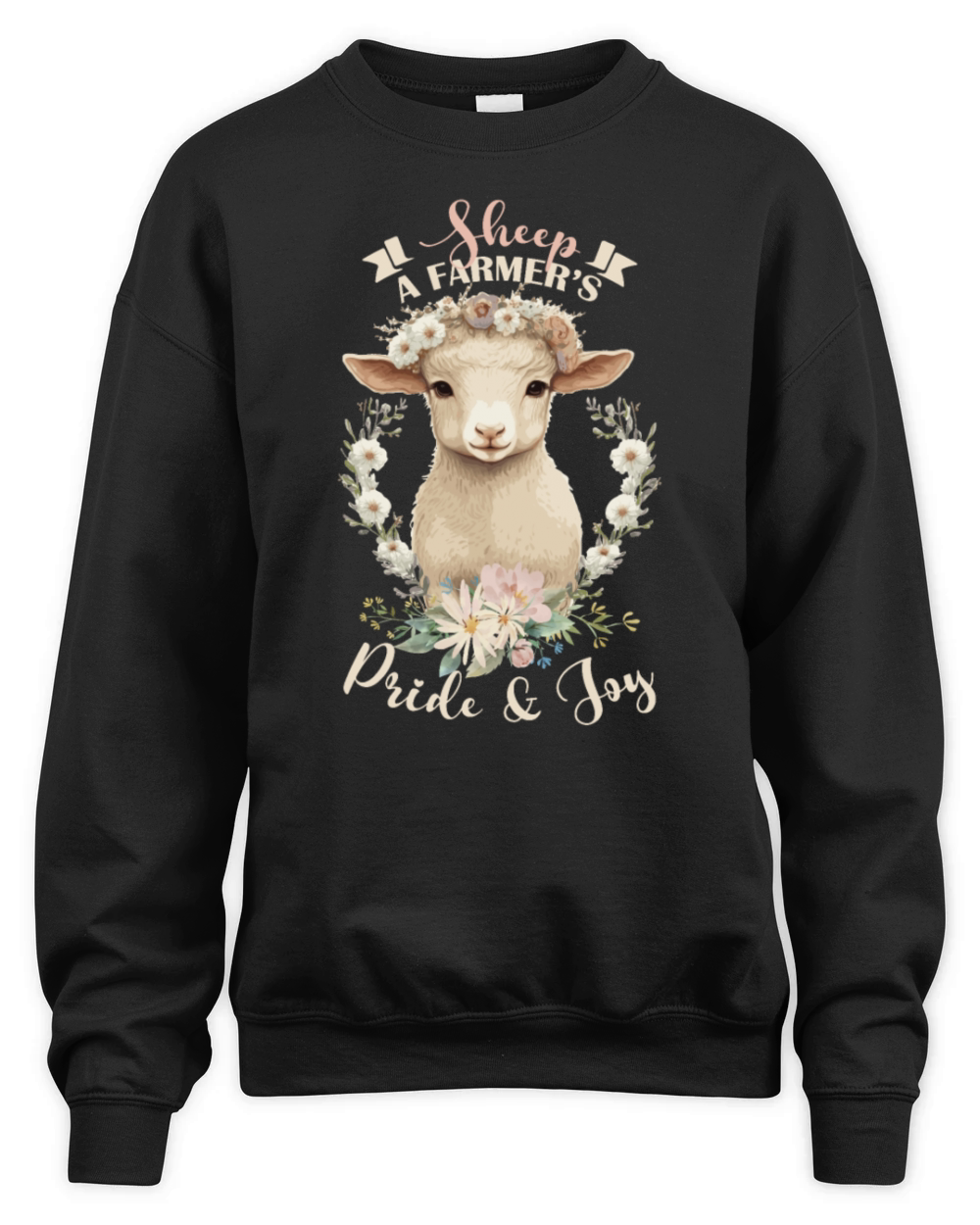 Spring Flower Crown Sheep Inspiring Quote Farm Ani Unisex Premium Crewneck Sweatshirt