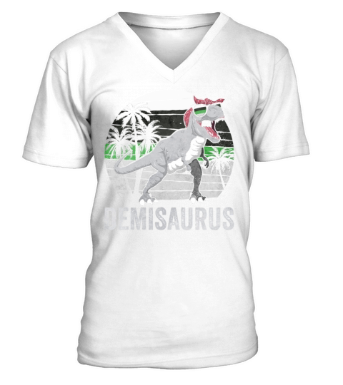 Demiromantic Pride Flag Dinosaur Trex LGBTQ V-Neck T-shirt