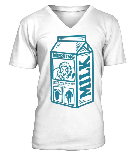 Funny Vintage Missing Bigfoot Carton Milk V-Neck T-shirt