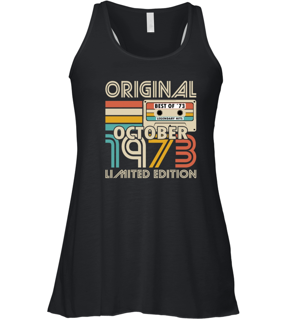 50th birthday october 1973 original 1973 Women's Flowy Tank Top