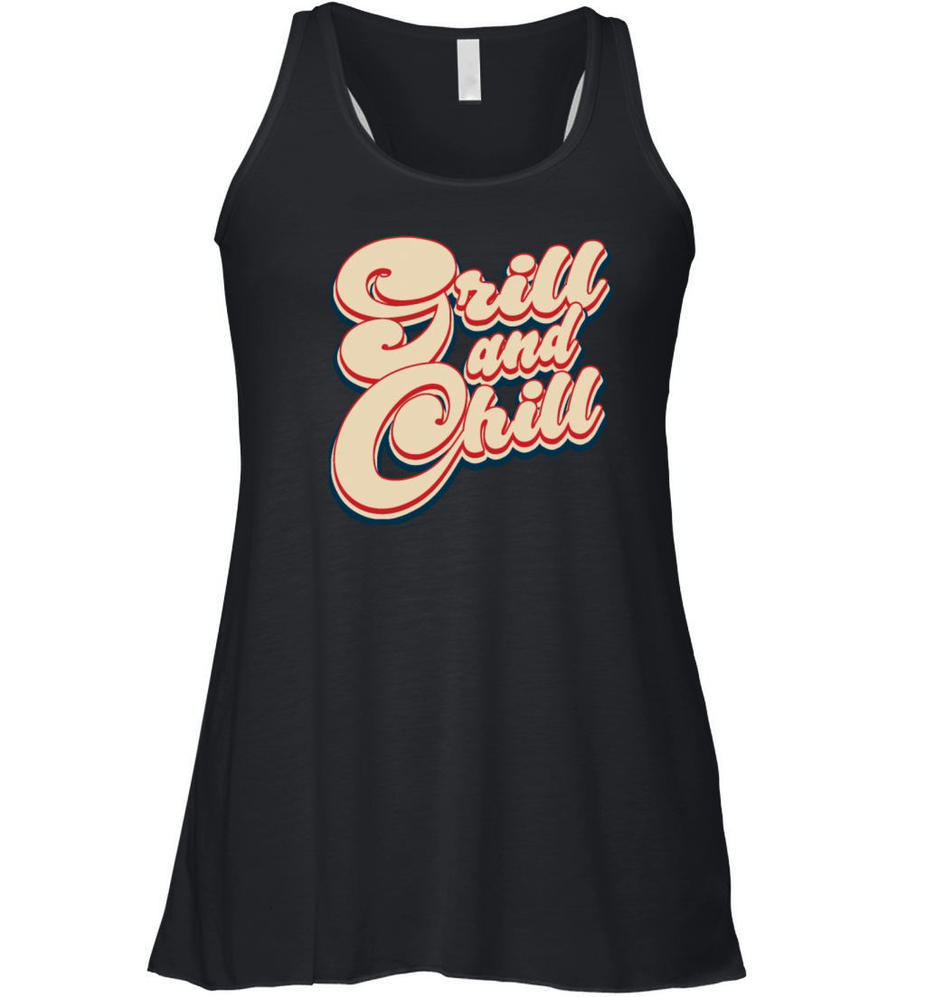Grill and Chill Patriotic 4th of July Vintage Women's Flowy Tank Top