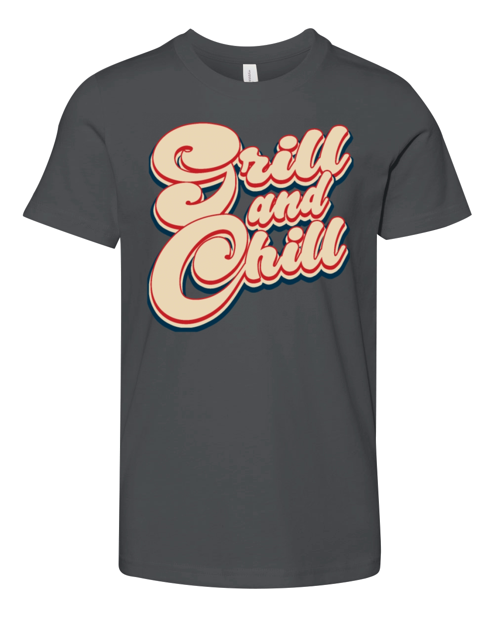 Grill and Chill Patriotic 4th of July Vintage Youth Unisex Jersey Tee
