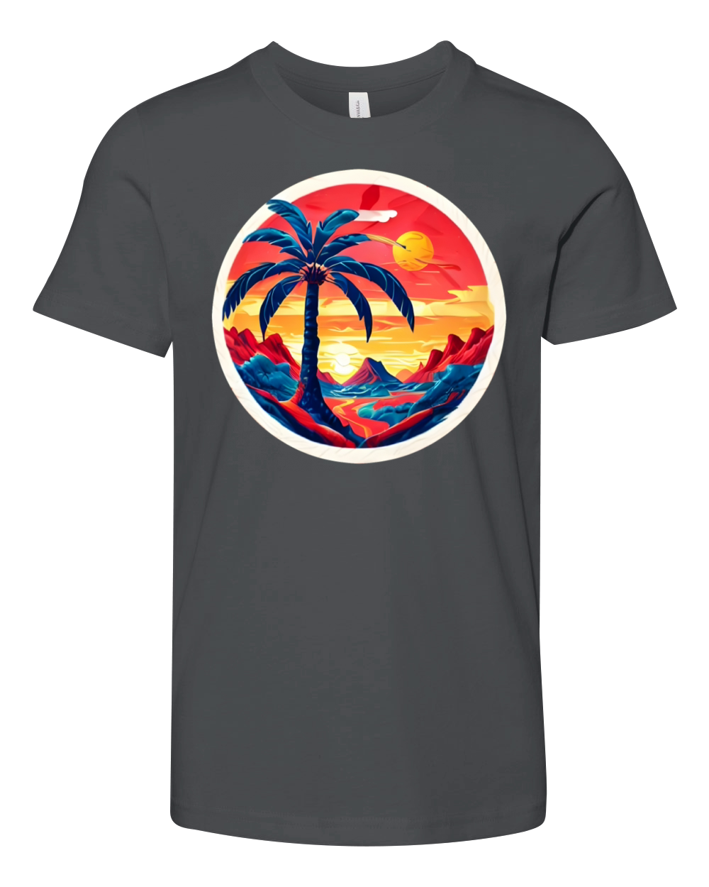 Vintage Beach Landscape Colorful Youth Unisex Jersey Tee