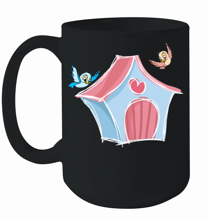 Birds Around Bird Nest Ceramic Mug
